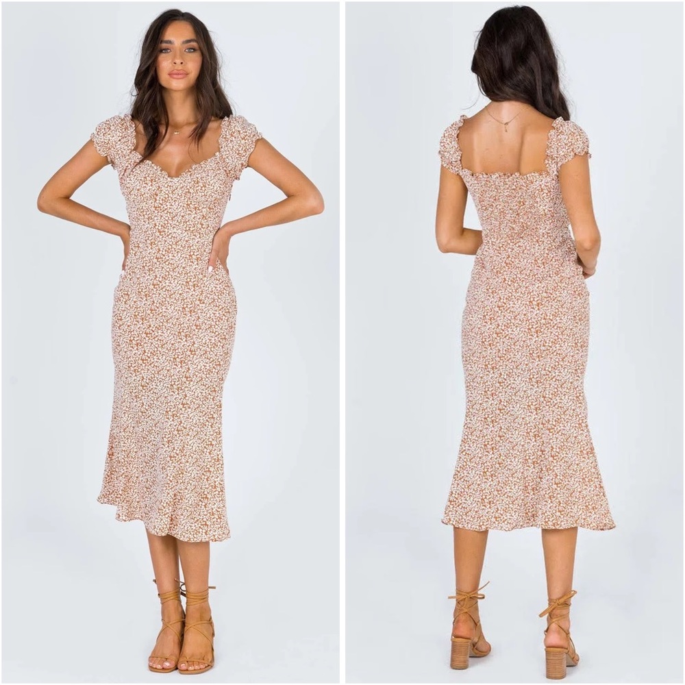 Princess Polly Just Like Heaven Midi Dress Size 10 NWT Beige